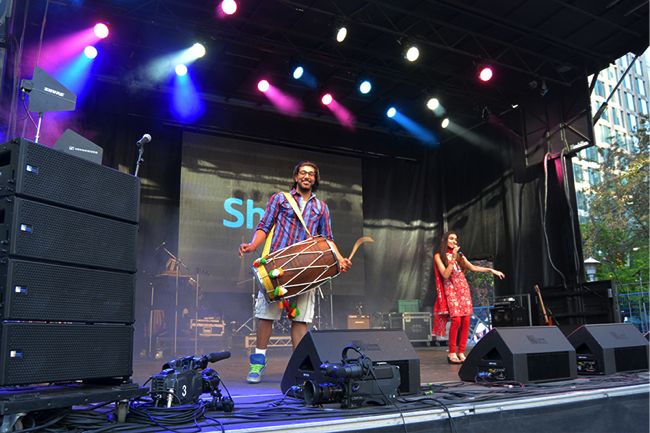 Karn Bhuller and Kirti Ameja perform at the City of Bhangra Festival in Vancouver